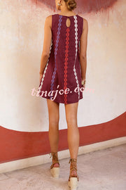 Unique Printed Round Neck Sleeveless Casual Loose Mini Dress