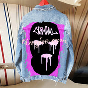 Halloween Print Long Sleeve Denim Jacket