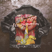 Halloween Print Long Sleeve Denim Jacket