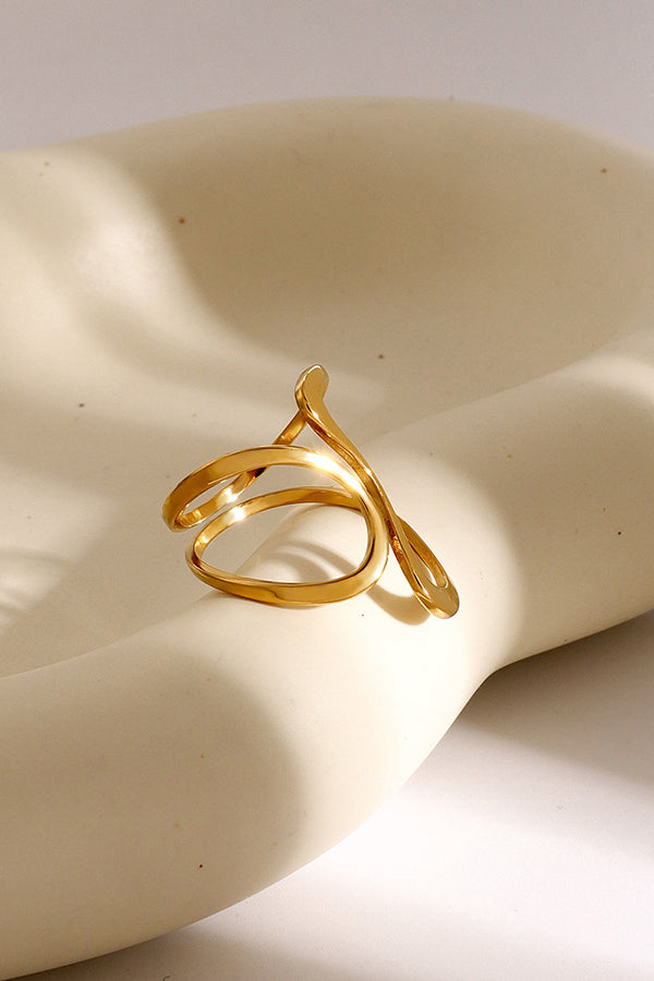 Simple Special-shaped Lines Stainless Steel Open Ring