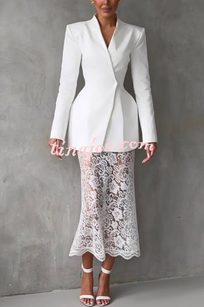 Timeless Moment Floral Lace High Rise Elastic Waist Midi Skirt