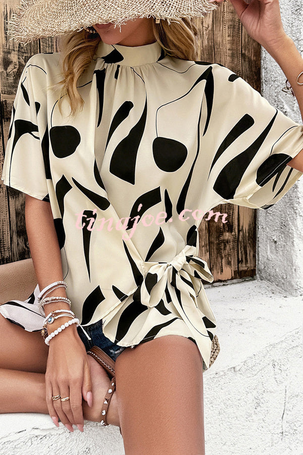 Exaggerated Unique Printed Patchwork Short Sleeved Shirt