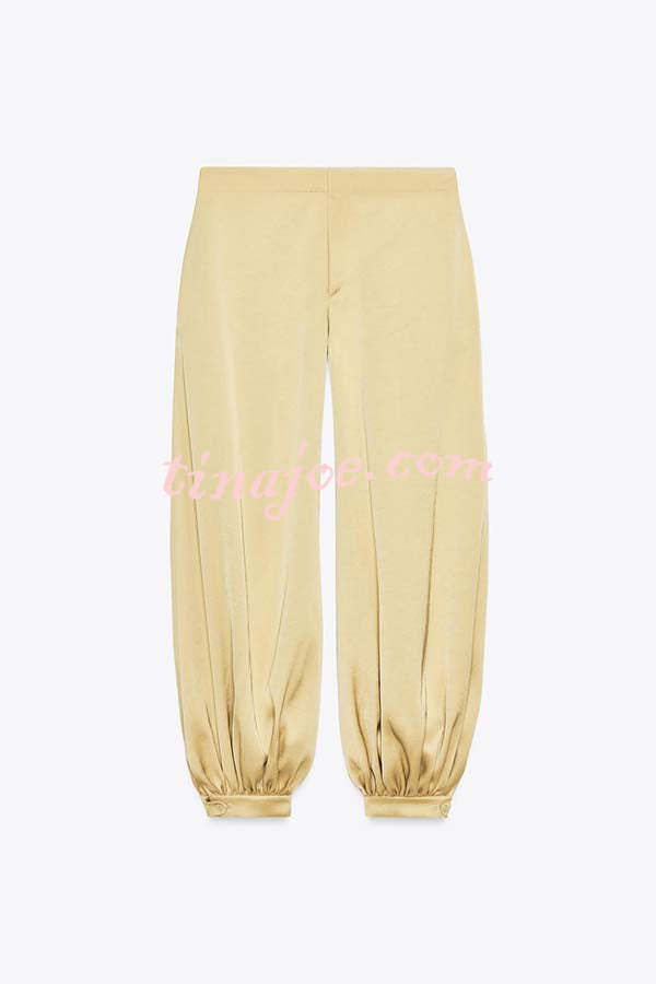 City Phantom Satin High Rise Pocket Aladdin Bloomers Pants
