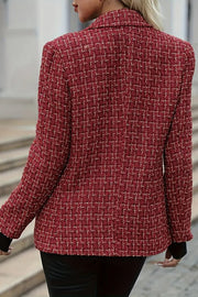Fashionable Plaid Casual Double-breasted Blazer
