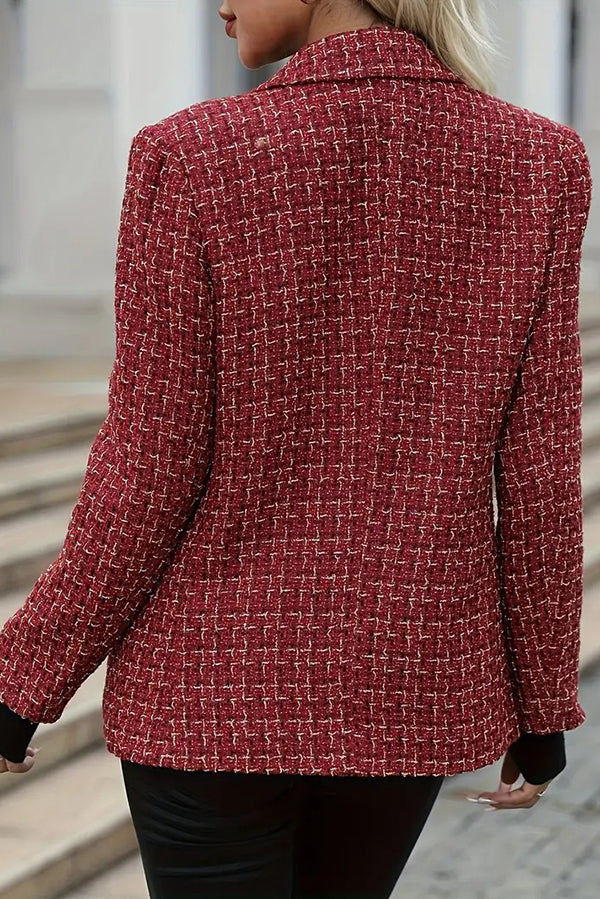 Fashionable Plaid Casual Double-breasted Blazer