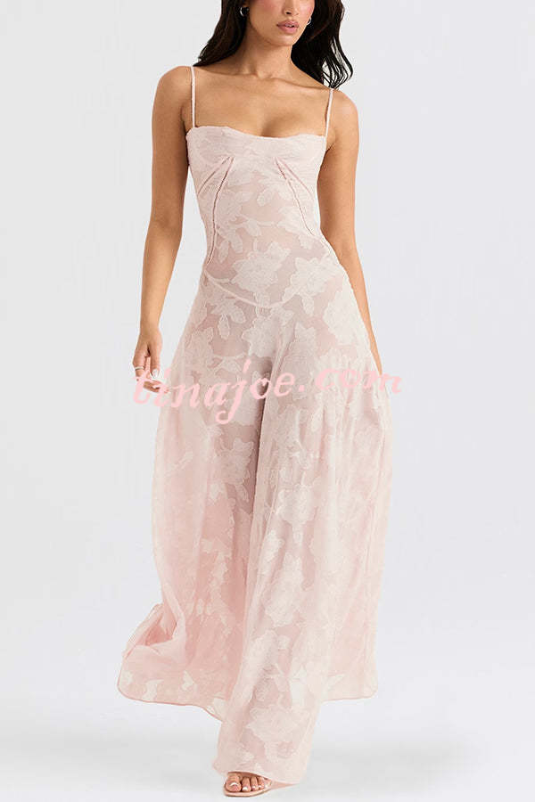 Fashion Sexy Suspenders See-through Holiday Slim Maxi Dress