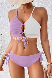 Fashion Contrast Color Sexy Cross Strap Stretch Two Piece Bikini Swimsuit