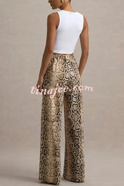 Hurley Ombre Snake Print Elastic Waist Pocketed Wide Leg Pants