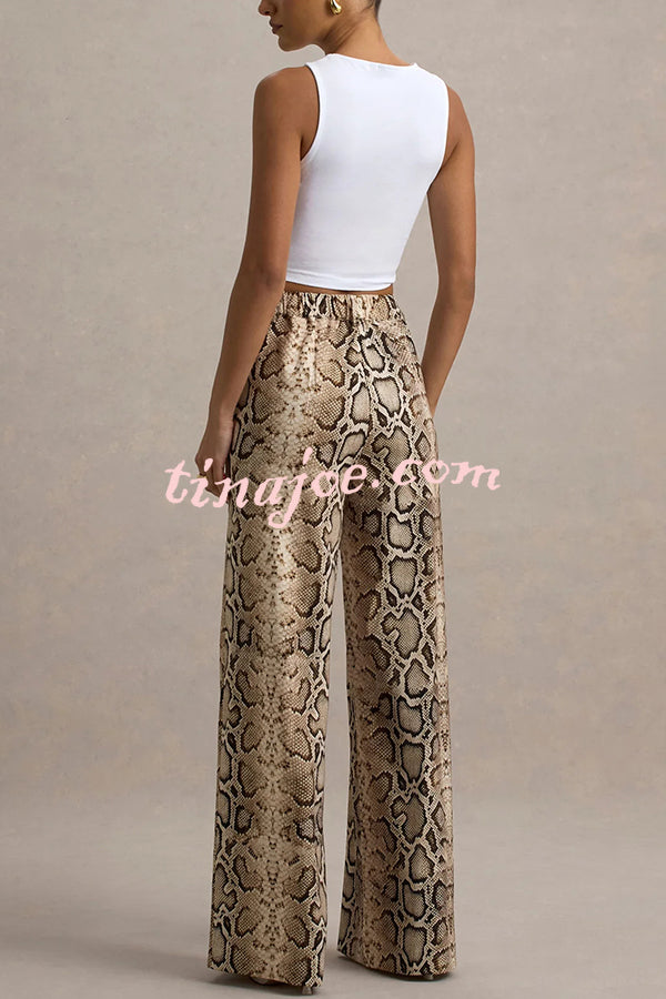 Hurley Ombre Snake Print Elastic Waist Pocketed Wide Leg Pants