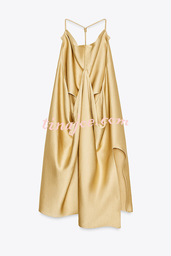 Satin Solid Color Loose Backless Casual Top