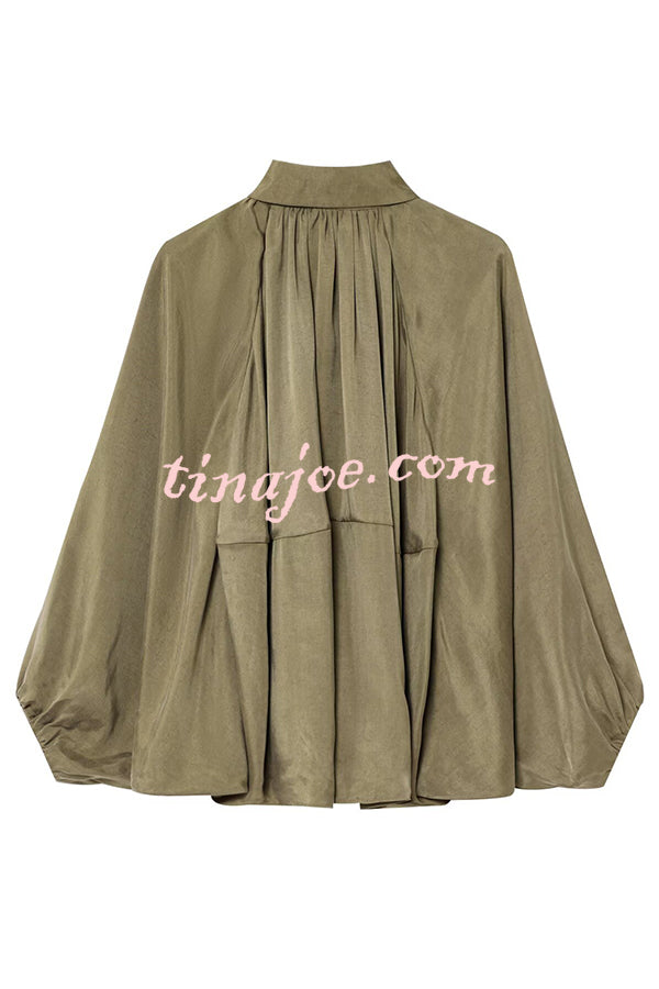 Fashion Lapel Loose Puff Long Sleeve Casual Zipper Jacket