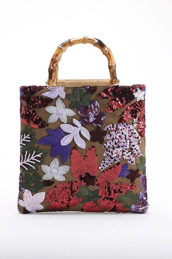 Colorful Sequin Vintage Embroidery Tote Bag