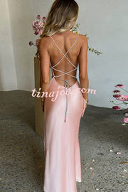 Sexy Backless Suspender High Slit Slim Maxi Dress