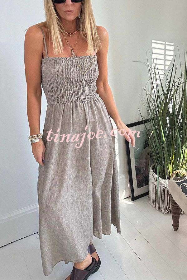 Solid Color Casual Short Jacket and Suspender Pleated Maxi Dress Set