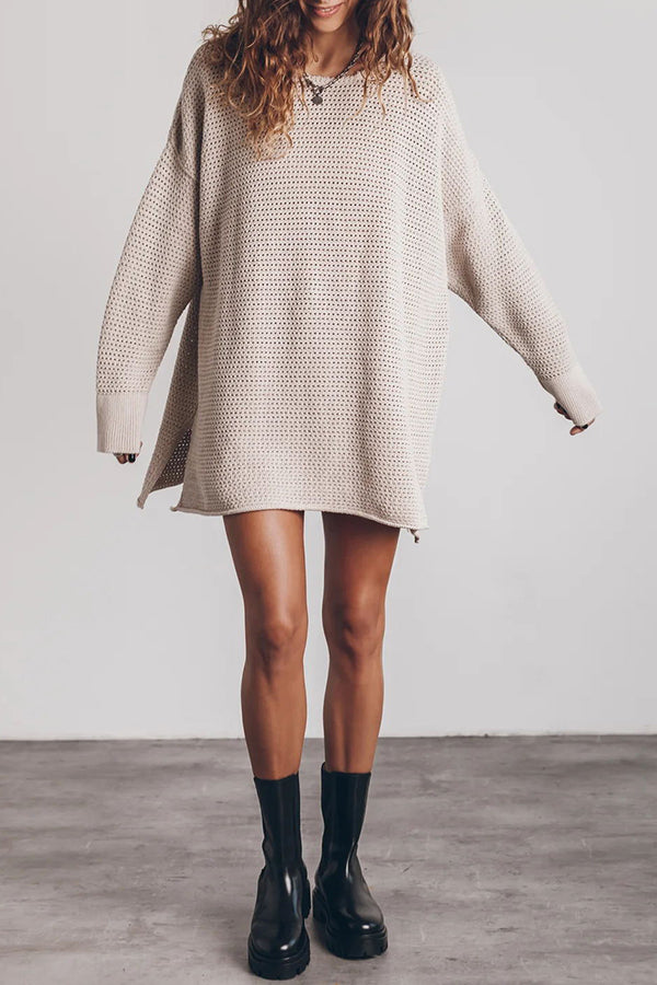 Cup of Cozy Knit Oversized Slit Side Sweater