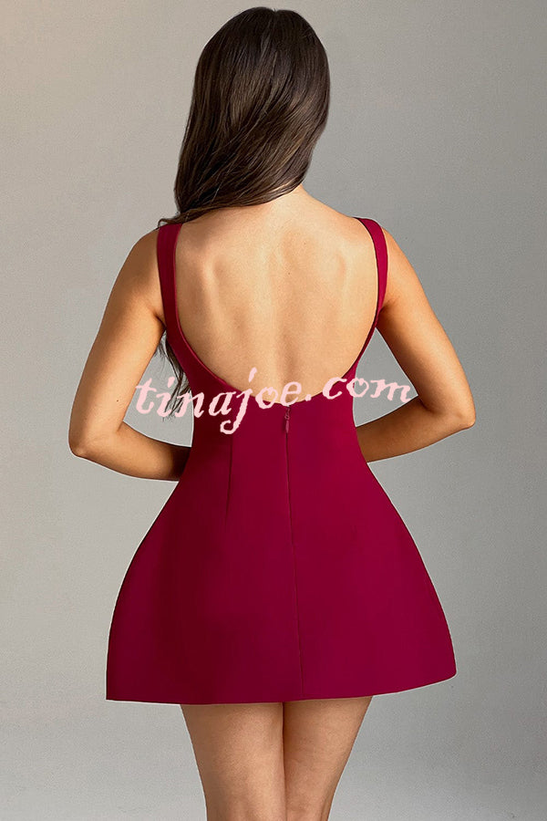 Cosmopolitan Chic High Neck Scoop Back Bubble-shaped Mini Dress