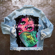 Halloween Print Long Sleeve Denim Jacket