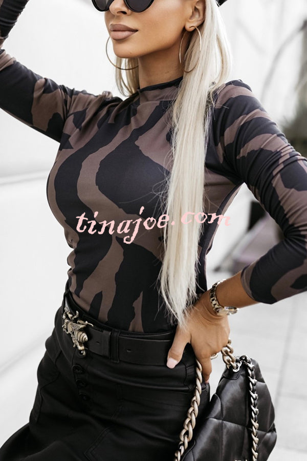 Unique Printed Slim Fit Long Sleeve Base Layer Top