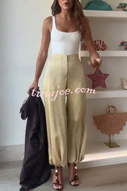 City Phantom Satin High Rise Pocket Aladdin Bloomers Pants