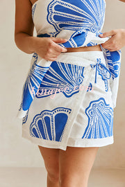 Summer Shell Print Sexy Tube Top and Casual Holiday Shorts Set