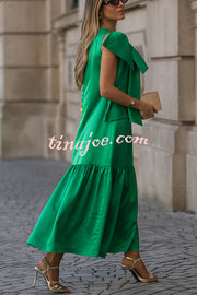 Ever Yours Satin Oversized Bow Detail Sleeveless Loose Maxi Dress