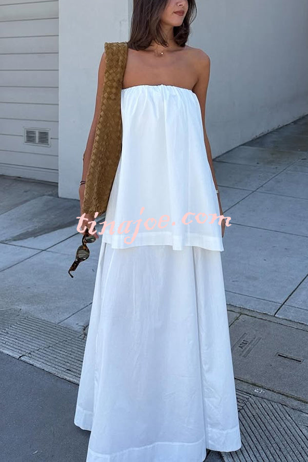 Hali Cotton Blend Elastic Bust Double Layered A-line Maxi Dress
