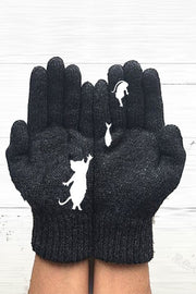 Heart Print Knitted Gloves