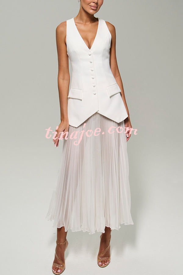 Modern Day Chiffon Pleated High Rise A-line Midi Skirt