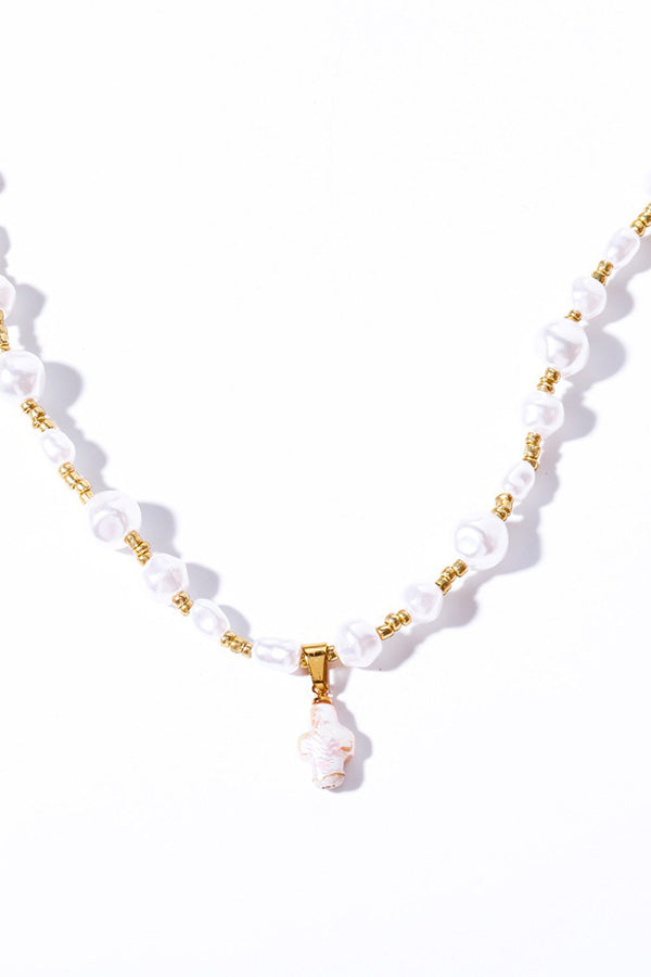 Stylish Pearl Cross Necklace