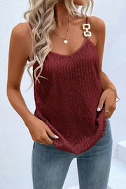 Dreamy and Dazzling Solid Sequin Buckle Cami Top