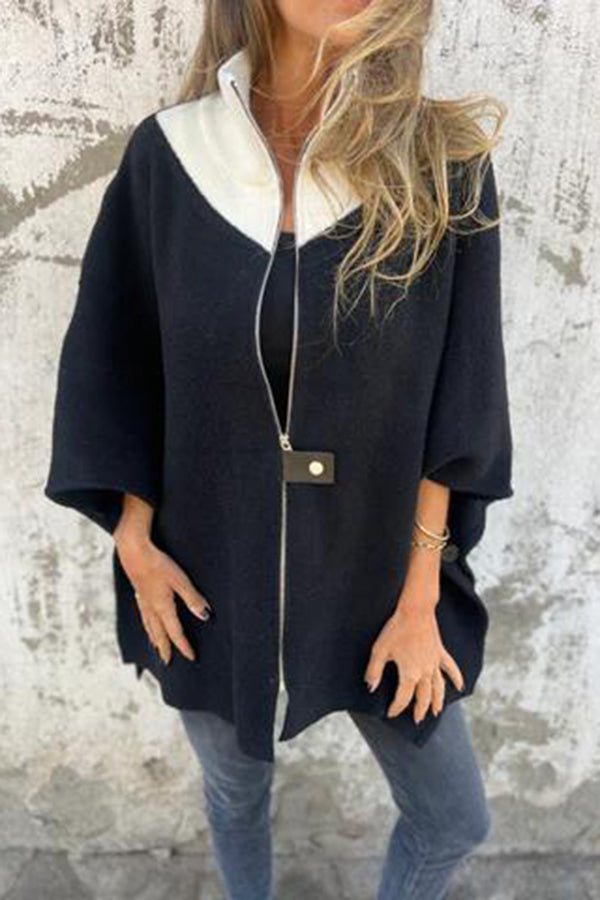 Fashionable Casual Stand Collar Zippered Loose Jacket