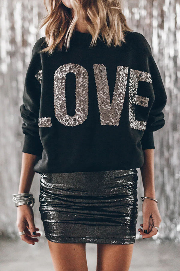 Lots of Love for You Sequin Loose Pullover Top