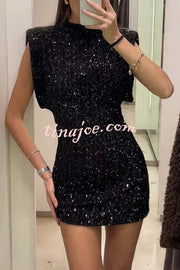 Adorable Sexy Vibes Sequin Wide Sleeve Mini Dress