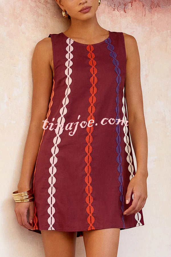 Unique Printed Round Neck Sleeveless Casual Loose Mini Dress