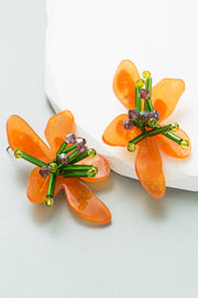 Colorful Acrylic Hand-woven Flower Earrings