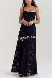 Fashion Sexy Suspenders See-through Holiday Slim Maxi Dress