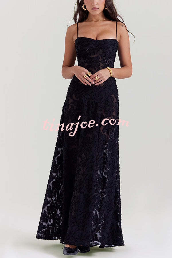 Fashion Sexy Suspenders See-through Holiday Slim Maxi Dress