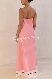 Unique Print Sexy Tube Top Back Zipper Loose Maxi Dress