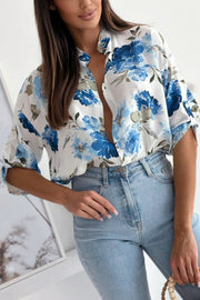 Stylish Floral Print Casual Shirt Top