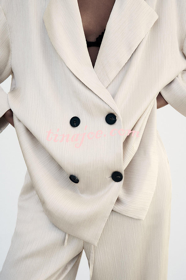 Fashionable Wrinkled Lapel Long-sleeved Loose Blazer