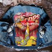 Halloween Print Long Sleeve Denim Jacket