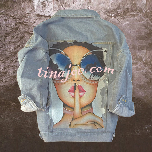 Halloween Print Long Sleeve Denim Jacket