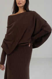 Solid Color Round Neck Long Sleeve Loose Knitted Sweater