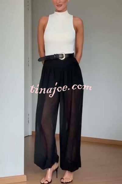 Autumn Avenue Chiffon See-Through Elastic Waist Aladdin Bloomers Pants