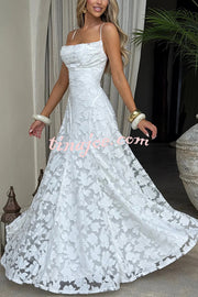Francis Floral Burnout Jersey Fabric Cowl Neck Back Lace-up Maxi Dress