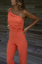 Sunset Boulevard One Shoulder Cocktail Jumpsuit