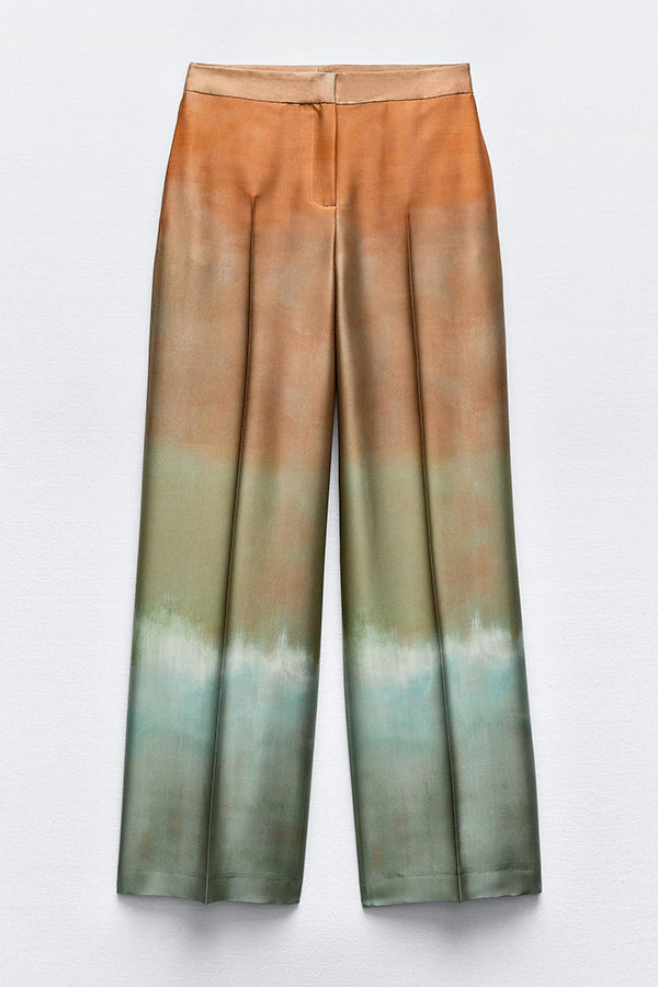 Fashion Gradient Print Casual Pocket Straight Pants