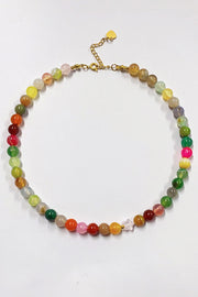 Simple Colorful Agate Bear Pendant Necklace