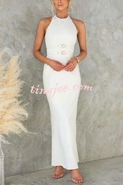 Sexy Backless Halter Neck Slim Waist Maxi Dress