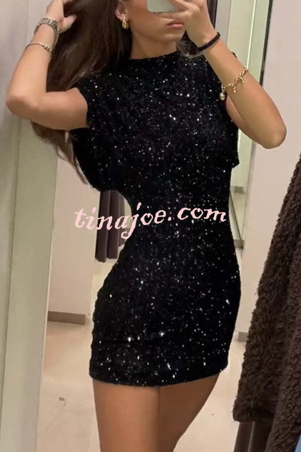 Adorable Sexy Vibes Sequin Wide Sleeve Mini Dress